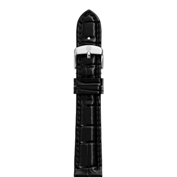 Michele 16mm Glossy Black Crocodile Watch Strap