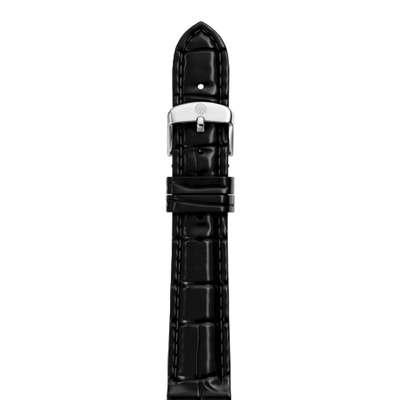Michele 16mm Glossy Black Crocodile Watch Strap - Michele product