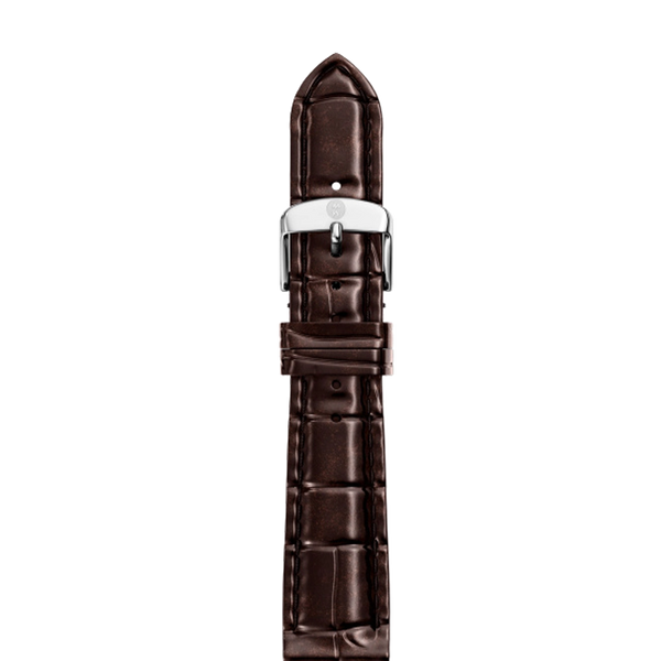 Michele 18mm Glossy Brown Crocodile Watch Strap
