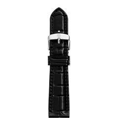 Michele 18mm Glossy Black Crocodile Watch Strap