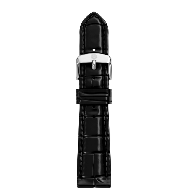 Michele 18mm Glossy Black Crocodile Watch Strap
