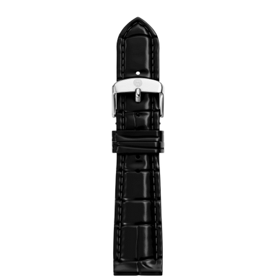 Michele 18mm Glossy Black Crocodile Watch Strap - Michele product