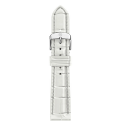 Michele 18mm Glossy White Crocodile Watch Strap
