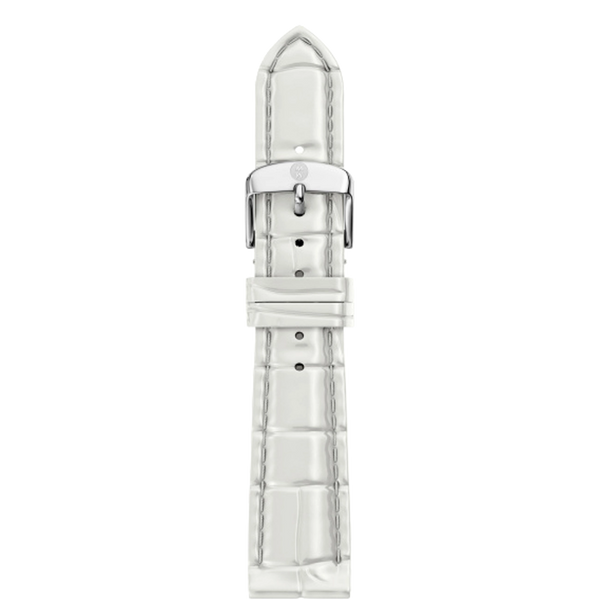Michele 18mm Glossy White Crocodile Watch Strap