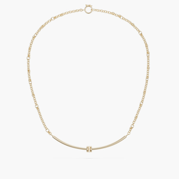 Spinelli Kilcollin Gravity Yellow Gold Diamond Pave Arc Necklace