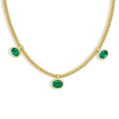 Bezel-Set Emerald Station Necklace