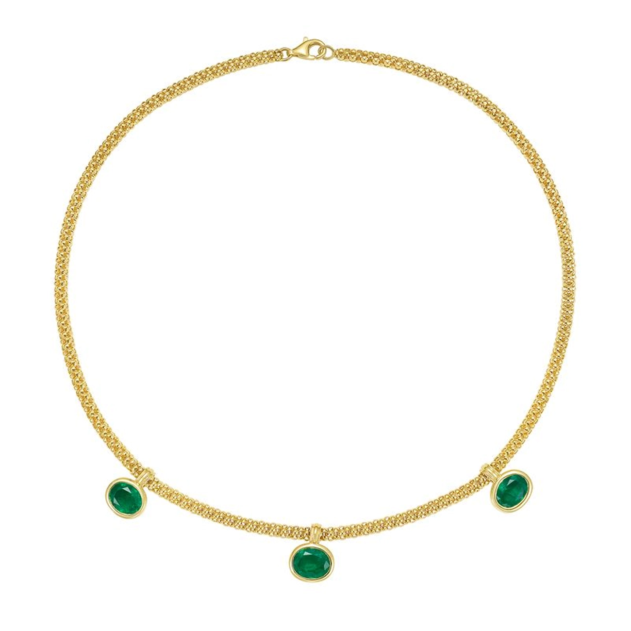 Bezel-Set Emerald Station Necklace