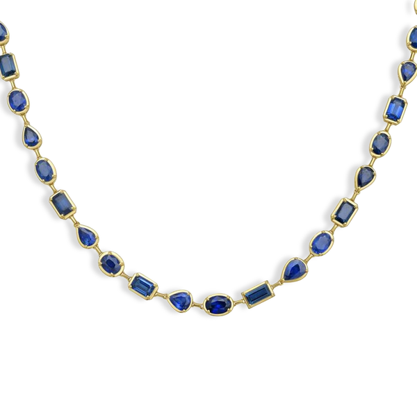 25 Carat Blue Sapphire Mixed Shape Necklace