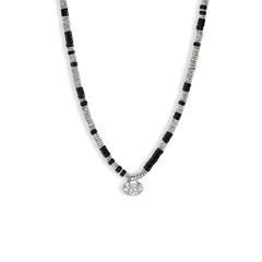 John Hardy Silver Lovestruck Onyx and 3 Carat Lab Diamond Heishi Necklace