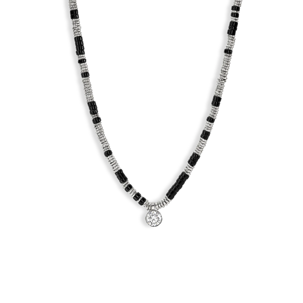 John Hardy Lovestruck Onyx and 1.25ctw Lab Diamond Heishi Necklace