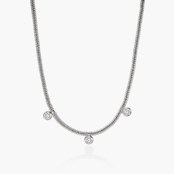 John Hardy Lovestruck Heishi Three Station Diamond Necklace
