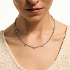 John Hardy Lovestruck Heishi Three Station Diamond Necklace