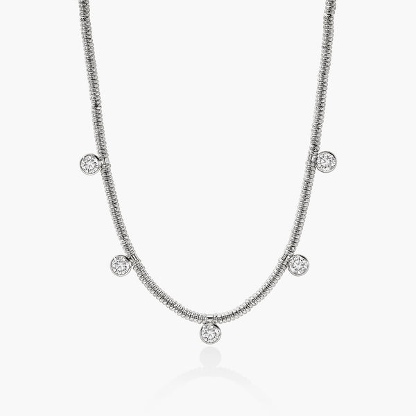 John Hardy Lovestruck Heishi Five Station Diamond Necklace