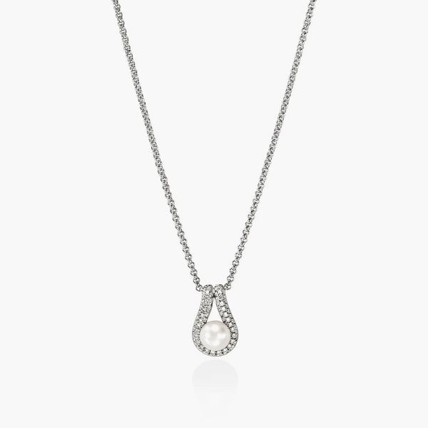 John Hardy Surf Diamond and Pearl Pendant Necklace