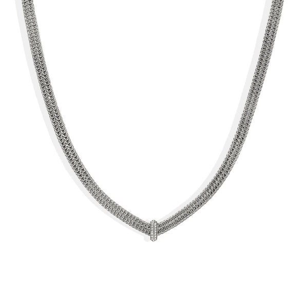 John Hardy Icon Link Silver Diamond Pavé Necklace - 6mm
