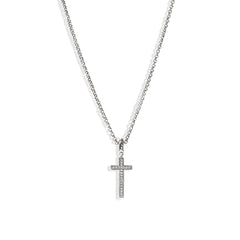John Hardy Essential Silver Diamond Pave Cross Necklace
