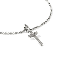 John Hardy Essential Silver Diamond Pave Cross Necklace