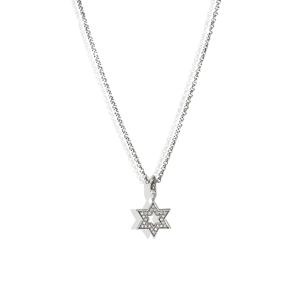 John Hardy Essential Silver Diamond Pave Star of David Necklace