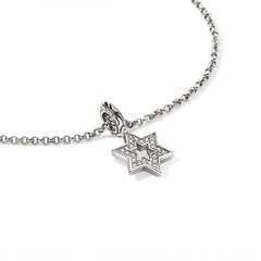 John Hardy Essential Silver Diamond Pave Star of David Necklace
