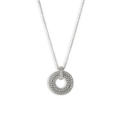 John Hardy Icon Link Silver Diamond Pave Round Necklace
