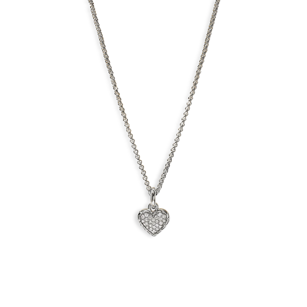 John Hardy Essentials Silver Diamond Heart Necklace