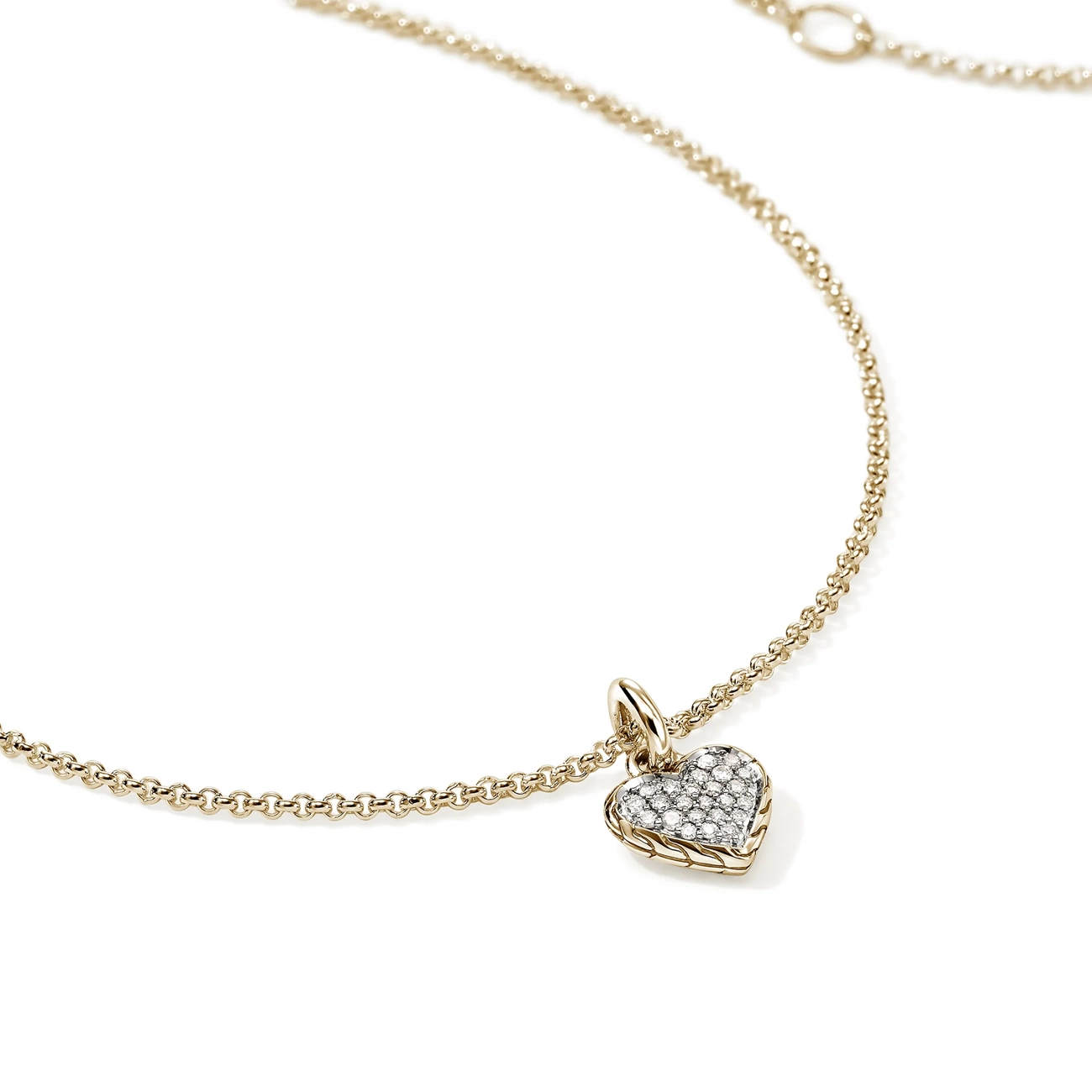 John Hardy Essentials Gold Diamond Heart Pendant Necklace