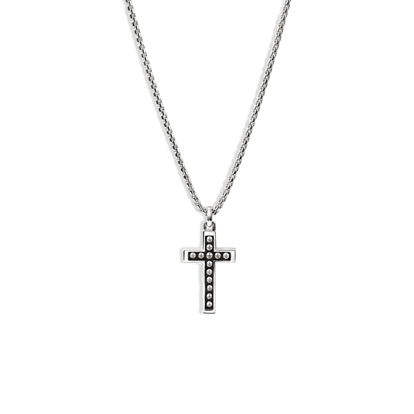 John Hardy Nailhead Silver Cross Pendant Necklace