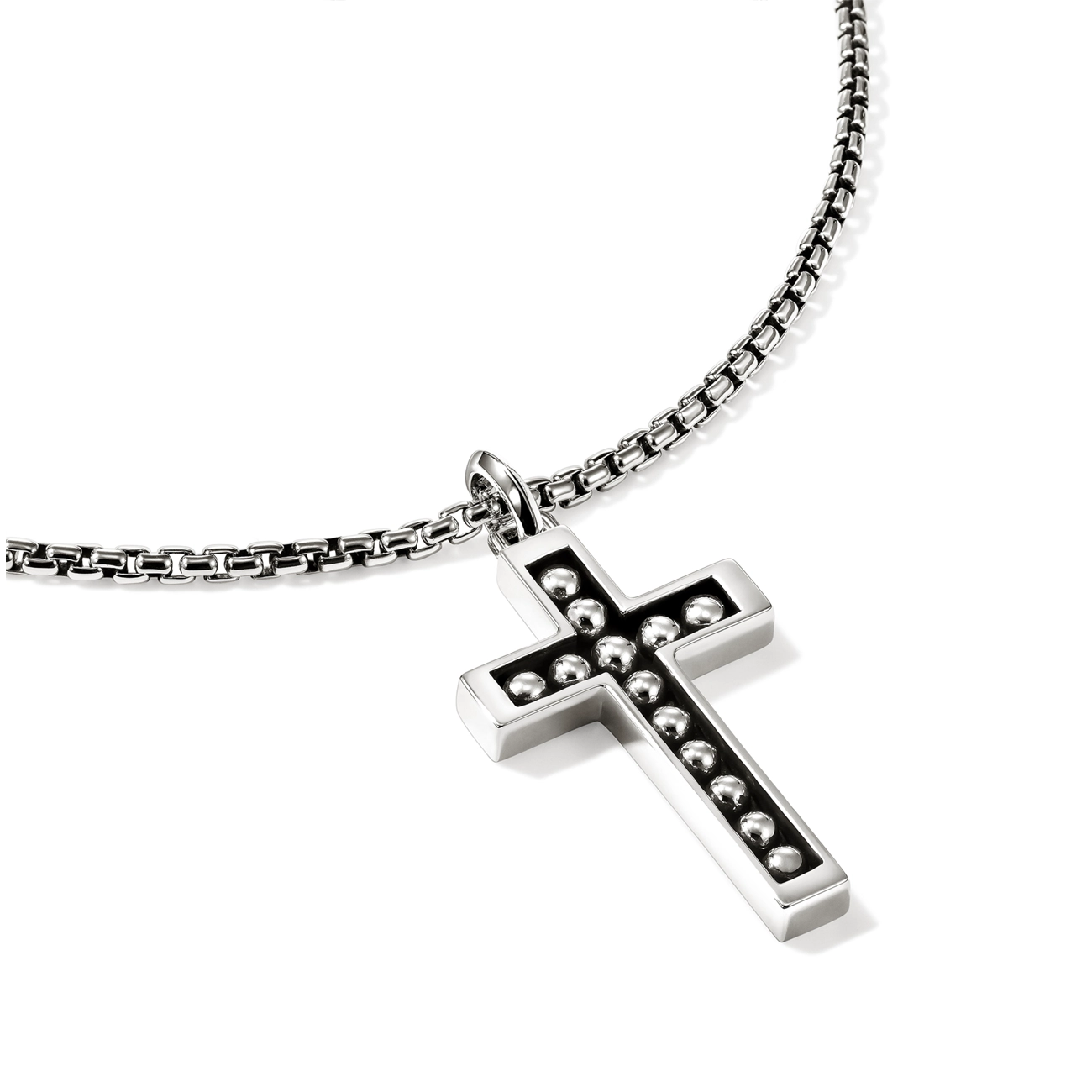 John Hardy Nailhead Silver Cross Pendant Necklace