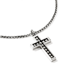 John Hardy Nailhead Silver Cross Pendant Necklace