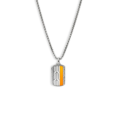 John Hardy Icon 50 Orange Enamel Tag Pendant Necklace