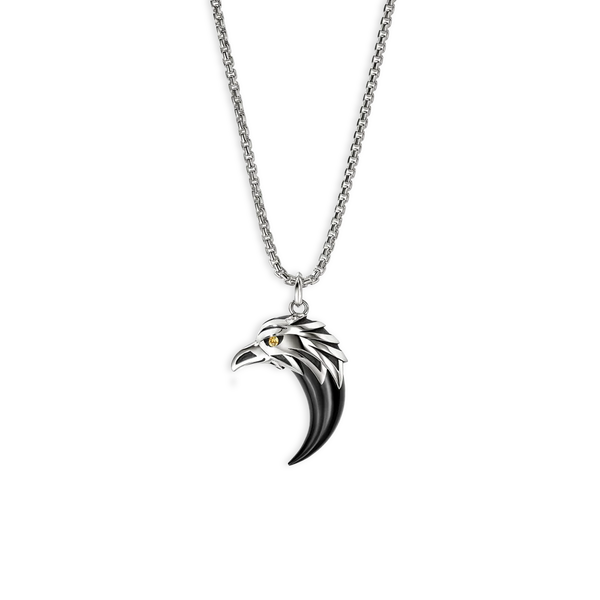 John Hardy Legends Onyx and Yellow Sapphire Eagle Pendant Necklace