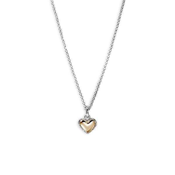 John Hardy Essentials Silver and Gold Heart Pendant Necklace