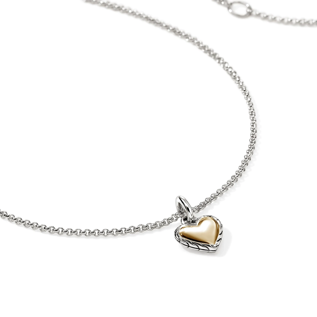 John Hardy Essentials Silver and Gold Heart Pendant Necklace