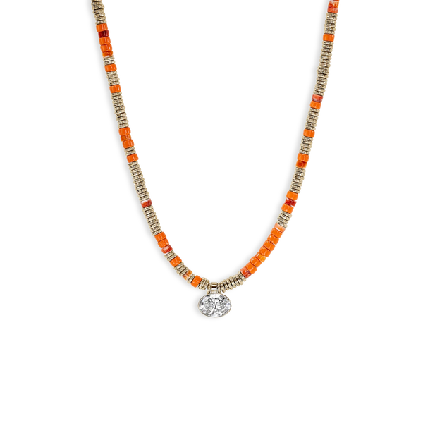 John Hardy Lovestruck Orange Spiny Oyster and 3 Carat Lab Diamond Necklace