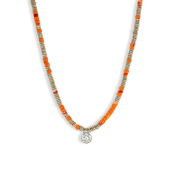 John Hardy Lovestruck Orange Spiny Oyster Shell and 1.25ctw Lab Diamond Necklace