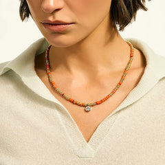 John Hardy Lovestruck Orange Spiny Oyster Shell and 1.25ctw Lab Diamond Necklace