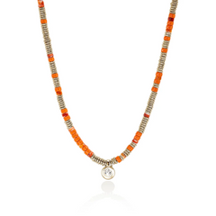 John Hardy Lovestruck Orange Spiny Oyster Shell and 1.25ctw Lab Diamond Necklace