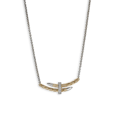 John Hardy Spear Small Silver and Gold Diamond Pavé Station Necklace - John Hardy product