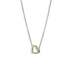 John Hardy Essentials Silver and Gold Diamond Heart Necklace