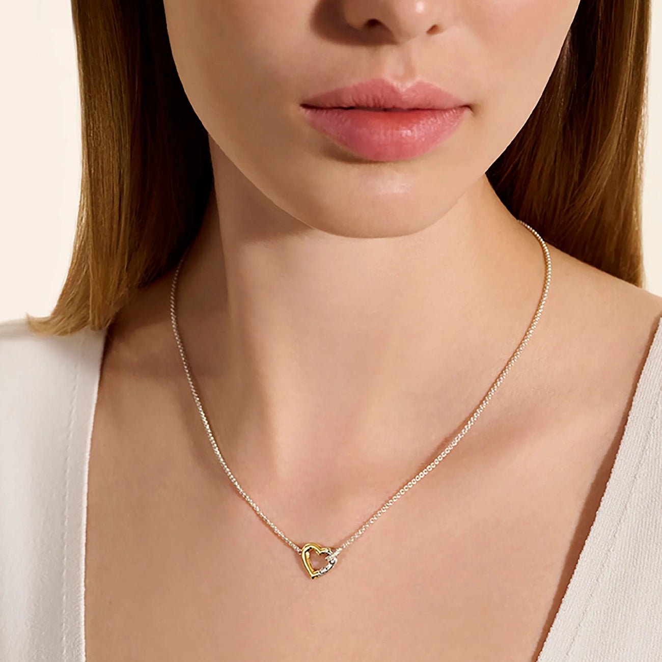 John Hardy Essentials Silver and Gold Diamond Heart Necklace