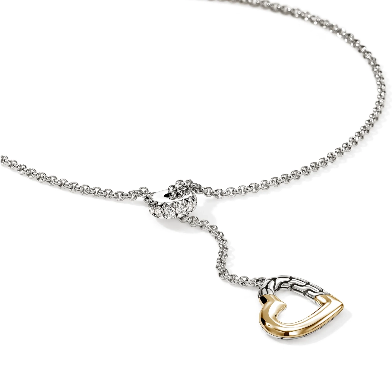 John Hardy Essential Silver Heart Lariat Necklace