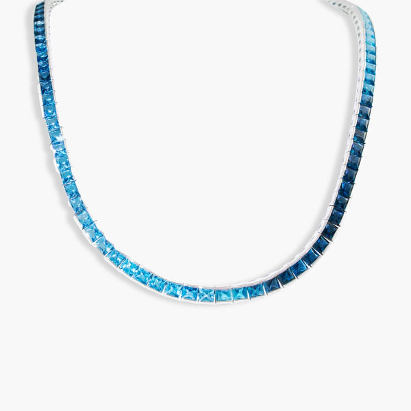 Bellarri Eternal Love Square Blue Topaz Necklace
