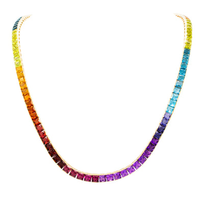 Bellarri Eternal Love Square Mixed Gemstone Rainbow Necklace - Bellarri product