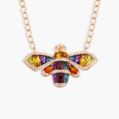 Bellarri Rainbow Gemstone Queen Bee Pendant Necklace