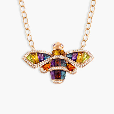 Bellarri Rainbow Gemstone Queen Bee Pendant Necklace - Bellarri product