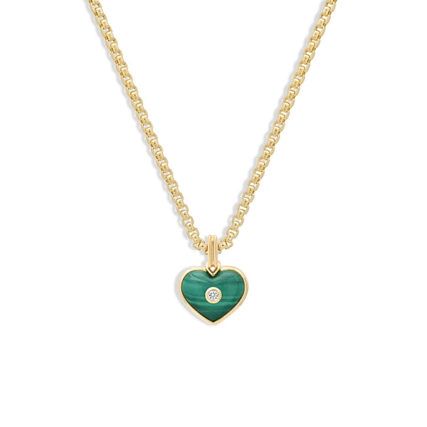 Helena Rose Mini Malachite Love Heart Pendant Necklace