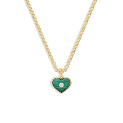 Helena Rose Mini Malachite Love Heart Pendant Necklace