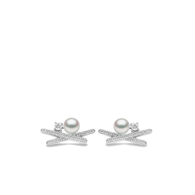 Yoko London Sleek Akoya Pearl Cross Earrings - J.R.DUNN product