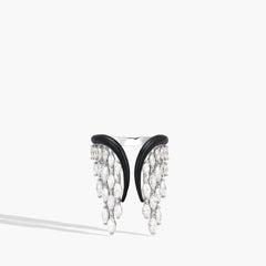 Kamyen Black Enamel Diamond Angel Wing Ring
