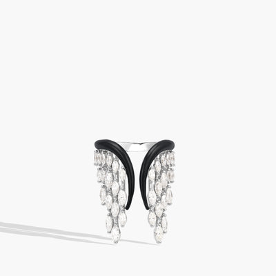 Kamyen Black Enamel Diamond Angel Wing Ring - Kamyen product
